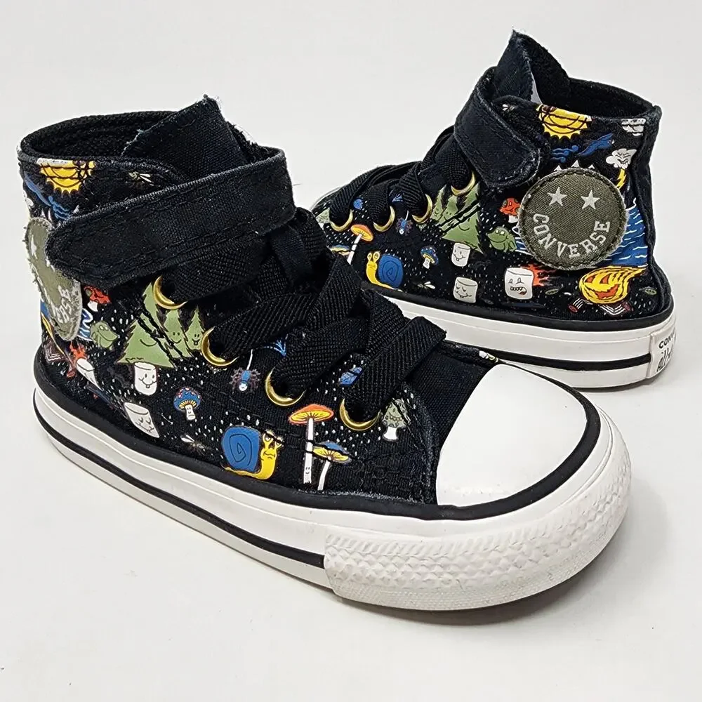 Converse Sneakers Infant Toddler 6 Chuck Taylor Camping Theme High Top Shoes